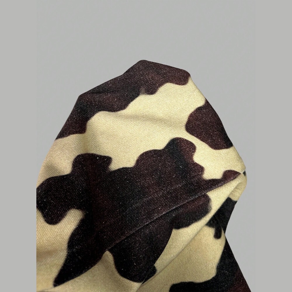 Tan Cow Print Denim Wide Leg Jeans - Picture 6 of 6